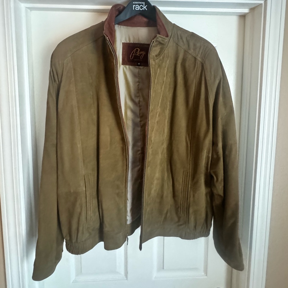 Remy Leather Men's Olive/Army Green Suede Bomber Jacket